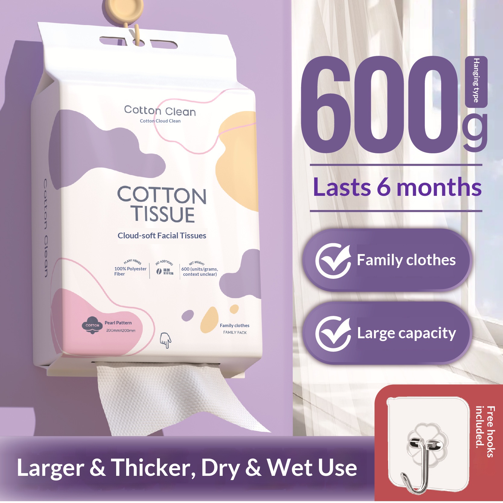 Beauty Without Makeup - Disposable Facial Wipes, Hanging or Pull-Out