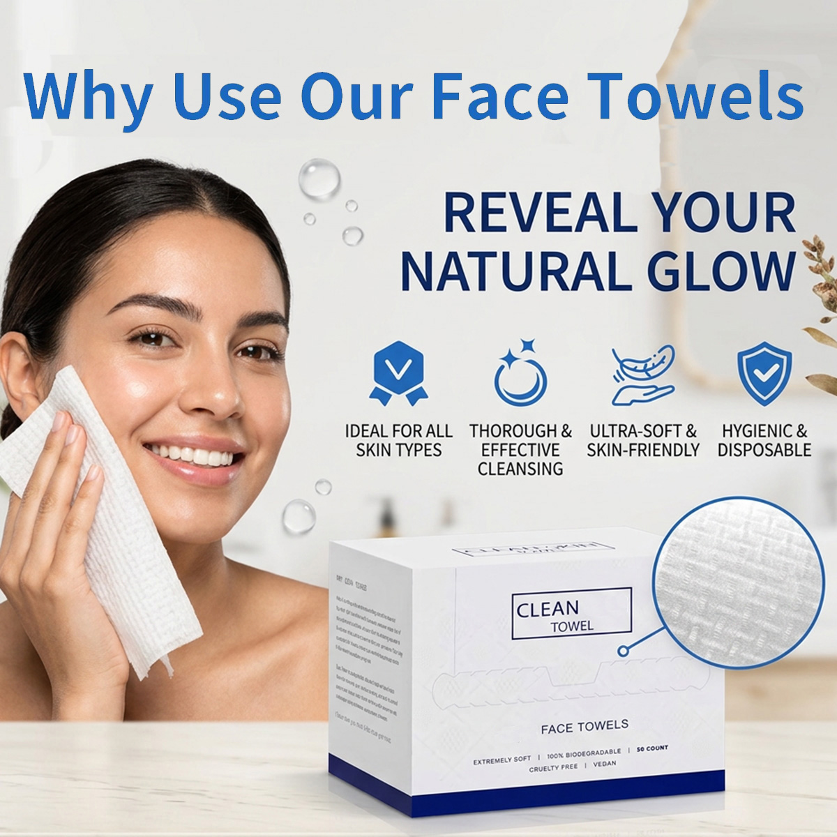 Beauty Makeup Box - 50Pcs/Box Disposable Face Towels Facial Cleansing