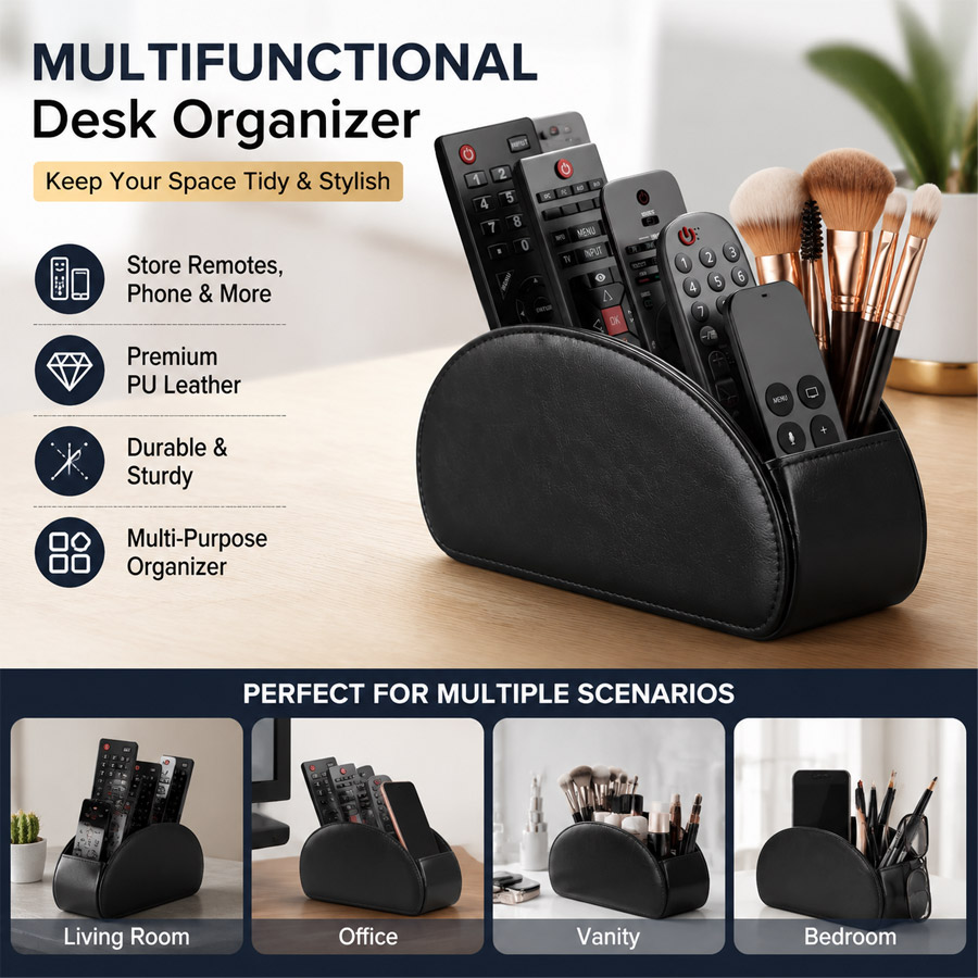 1Pc 5 Grid PU Leather Desktop  - Beauty Makeup Box ulasan dan harga