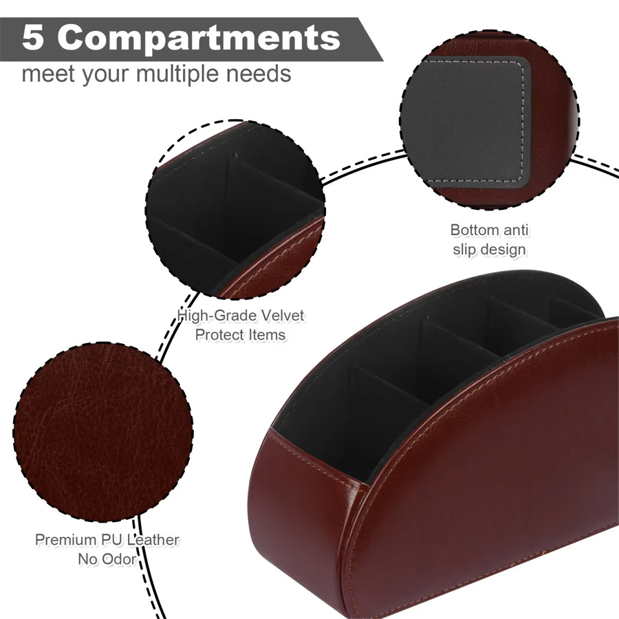 1Pc 5 Grid PU Leather Desktop  - Beauty Makeup Box ulasan dan harga